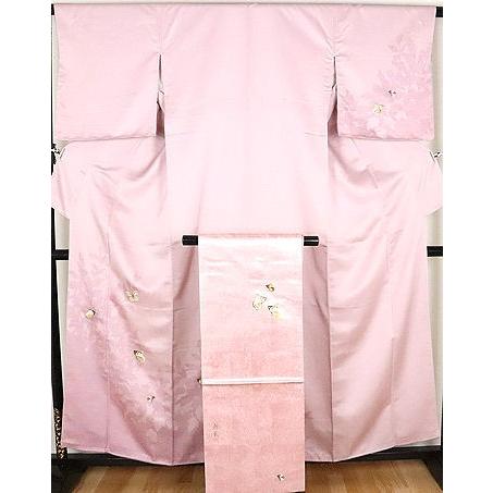 ＼ 20％offクーポン ／ 【一点物】訪問着・名古屋帯のセット 正絹 ミノムシ加工　蝶　ki23909【中古】ギフト 激安 まとめ買い 在庫限り 当日発送 即納 最強翌日配送 送料無料 ギフト ギフト｜さかえや着物