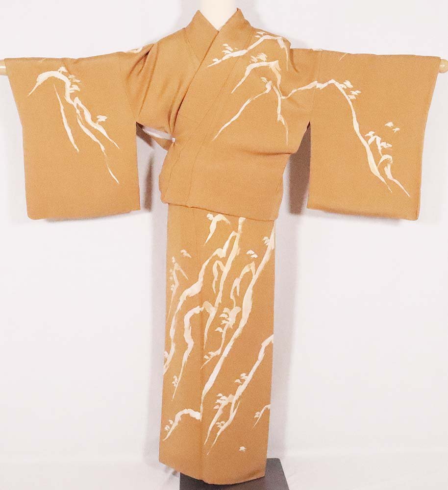 楽天市場】＼ 20％offクーポン ／ 訪問着 正絹 黄土色 ローケツ 松