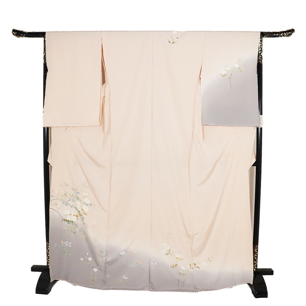 ＼ 20％offクーポン券 ／ 仮絵羽 短い訪問着 正絹 サクラ色 薄墨色紫 桜 松 L大きさ LL大きさ ki31304 未仕立てもの 新品 レディース 地絹 差し上げ物 フォーマル 貨物輸送無料  差し上げ物 差し上げ物