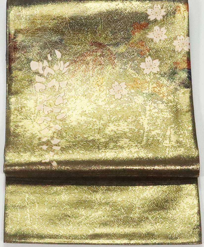 ＼ 20％offクーポン ／ ＼ 特売品 ／ 二代目清次郎氏作 訪問着用 袋帯 緑 金箔 桜 藤 F5335 美品 公式行事 Lサイズ オールシーズン 入学式 卒業式 結婚式 仕立て上がり まとめ買い 在庫限 ギフト 激安 まとめ買い 在庫限り 当日発送 即納 最強翌日配送 送料込み