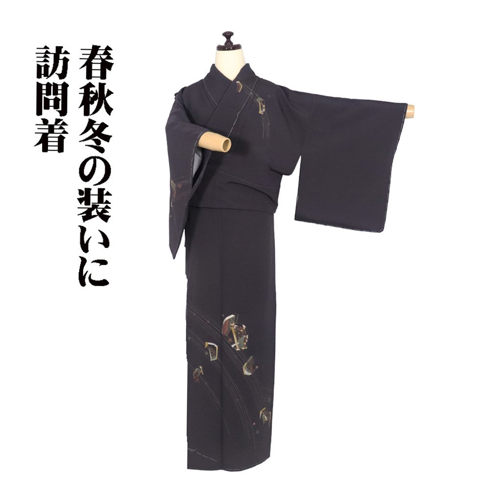 ＼ 20％offクーポン券 ／ 短い訪問着 袷 正絹 濃縮された紫 刺しゅう 小花 金彩 琴柱 M大きさ ki31430 未当て嵌める品 レディース 地絹 差し上げ物 フォーマル 30代 40代 50代 貨物輸送無料  差し上げ物 差し上げ物