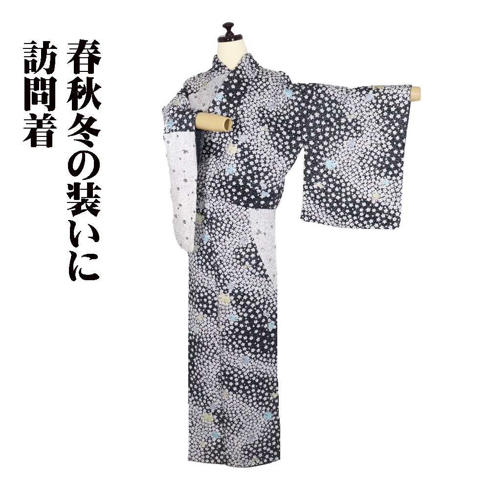 ＼ 20％offクーポン券 ／ 短い訪問着 袷 正絹 白 黒 タタキ染 楓 構成要素絞り L大きさ ki31845 美品 レディース 地絹 差し上げ物 フォーマル 30代 40代 50代 貨物輸送無料  差し上げ物 差し上げ物