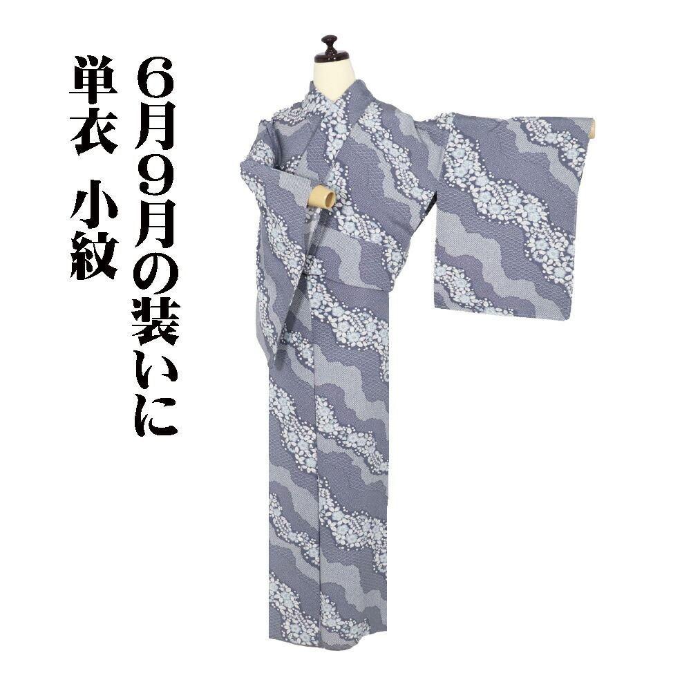 ＼ 20％offクーポン券 ／ 単衣 小紋 正絹 薄墨色 辻が花 水流 ML大きさ ki32046 美品 ひとえ hitoe 夏御召しもの レディース 地絹 差し上げ物 心地好い 貨物輸送無料  差し上げ物 差し上げ物
