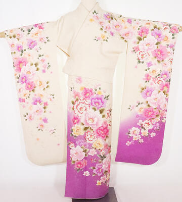 \ 20%offクーポン / 【一点物】振袖 正絹 クリーム 紫 牡丹 桜 ki25910 美品 着物 LLサイズトールサイズ レディース 成人式 オールシーズン まとめ買い 在庫限り ギフト 激安 まとめ買い 在庫限り 当日発送 即納 最強翌日配送 送料無料 ギフト ギフト|さかえや着物