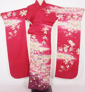 ＼ 特売品 ／  【一点物】本振袖 正絹 赤紫 桜 ki25912 美品 着物 Lサイズ レディース 成人式 オールシーズン まとめ買い 在庫限り ギフト  激安  まとめ買い   在庫限り 当日発送 即納  最強翌日配送 送料無料