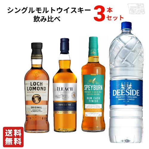 【送料無料】スコッチシングルモルトウイスキー 飲み比べ３本セットA ロッホローモンドオリジナル アイリーク スペイバーンラムカスクF ディーサイド