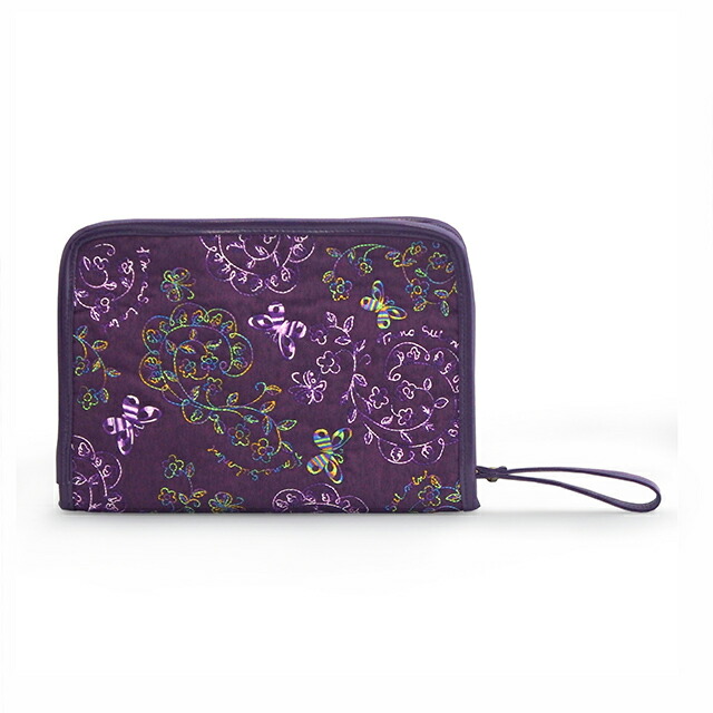 市場 アナスイ Sui Mini ミニ バタフライ刺繍 Anna パスポートケース 母子手帳カバー Purple Lサイズ 大容量 母子手帳ケース パープル マルチケース ジャバラ