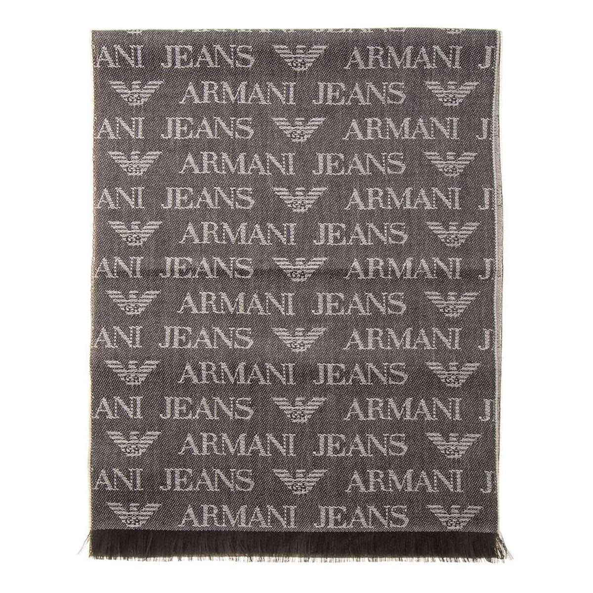 GIORGIO ARMANI　メンズスカーフ GIORGIO ARMANI Scarf Men's ONE SIZE Black/Grey Logo