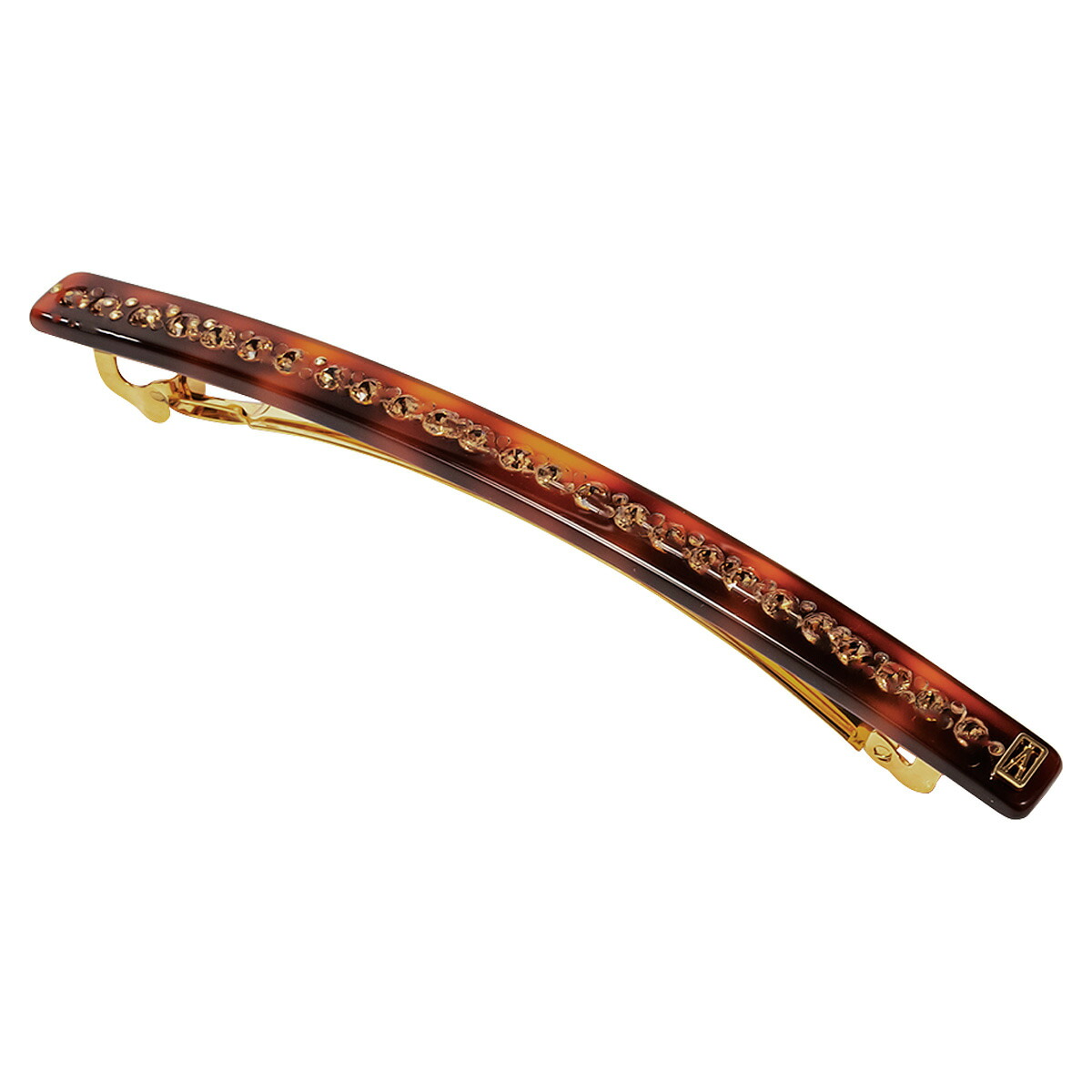 アレクサンドル ドゥ パリ ALEXANDRE DE PARIS バレッタ AA10-1787-54 ECAE TIMELESS スワロフスキークリスタル 細身バータイプ 10cm ヘアクリップ 髪留 レディース ブラウン系マーブル｜Salada Bowl-おしゃれブランド通販