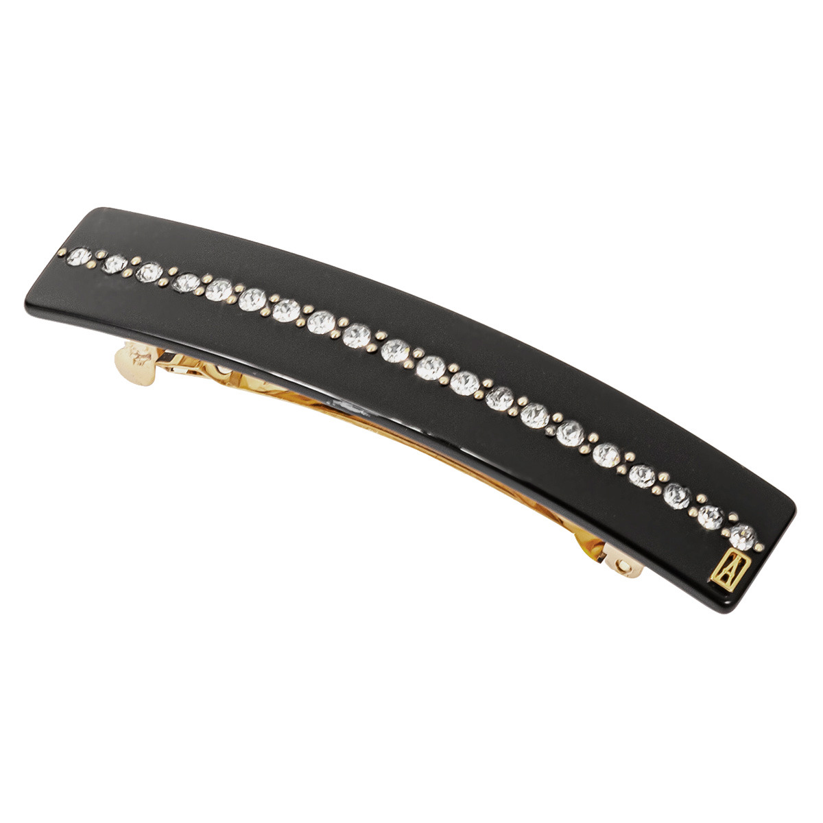 アレクサンドル ドゥ パリ ALEXANDRE DE PARIS バレッタ AA8-736-75 BLKN TIMELESS スクエア 8cm バータイプ スワロフスキークリスタル 髪留め レディース ブラック 黒