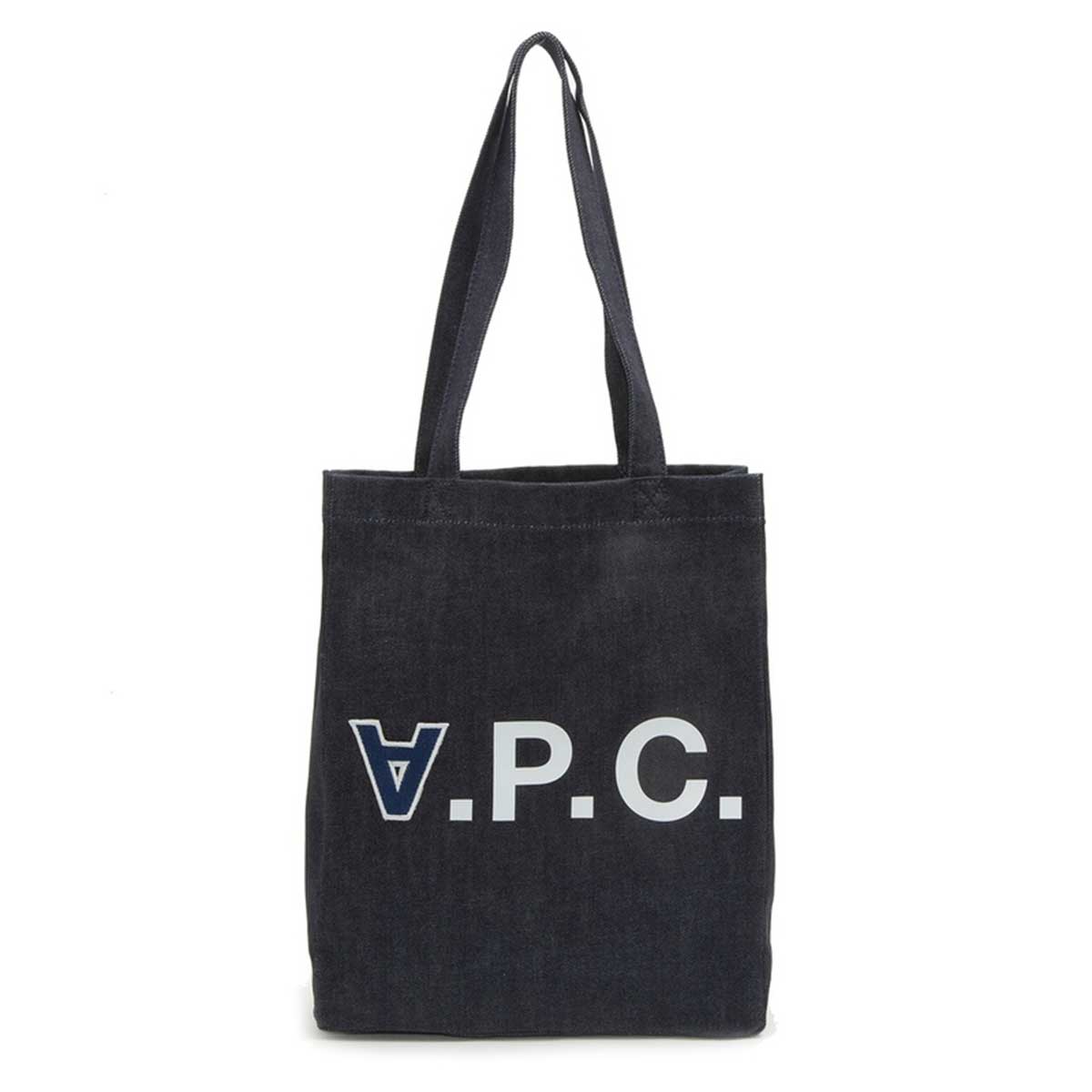 A.P.C. ネイビー＆オフホワイト ミニ Thais トートバッグ Navy & Off-White Thais Mini Tote by A.P.C. on Sale