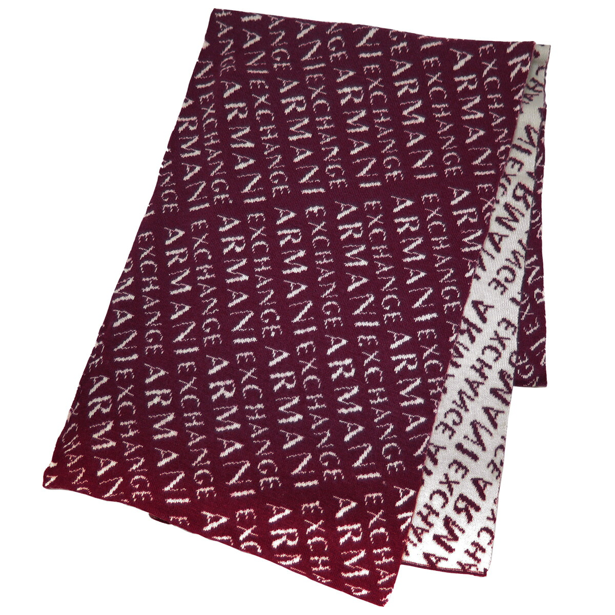 アルマーニエクスチェンジ ARMANI EXCHANGE(A/X) マフラー 954650 CC310 12776 SCARF スカーフ 羊毛混 ストール ZINFANDEL ワインレッド系+ホワイト系|Salada Bowl-おしゃれブランド通販