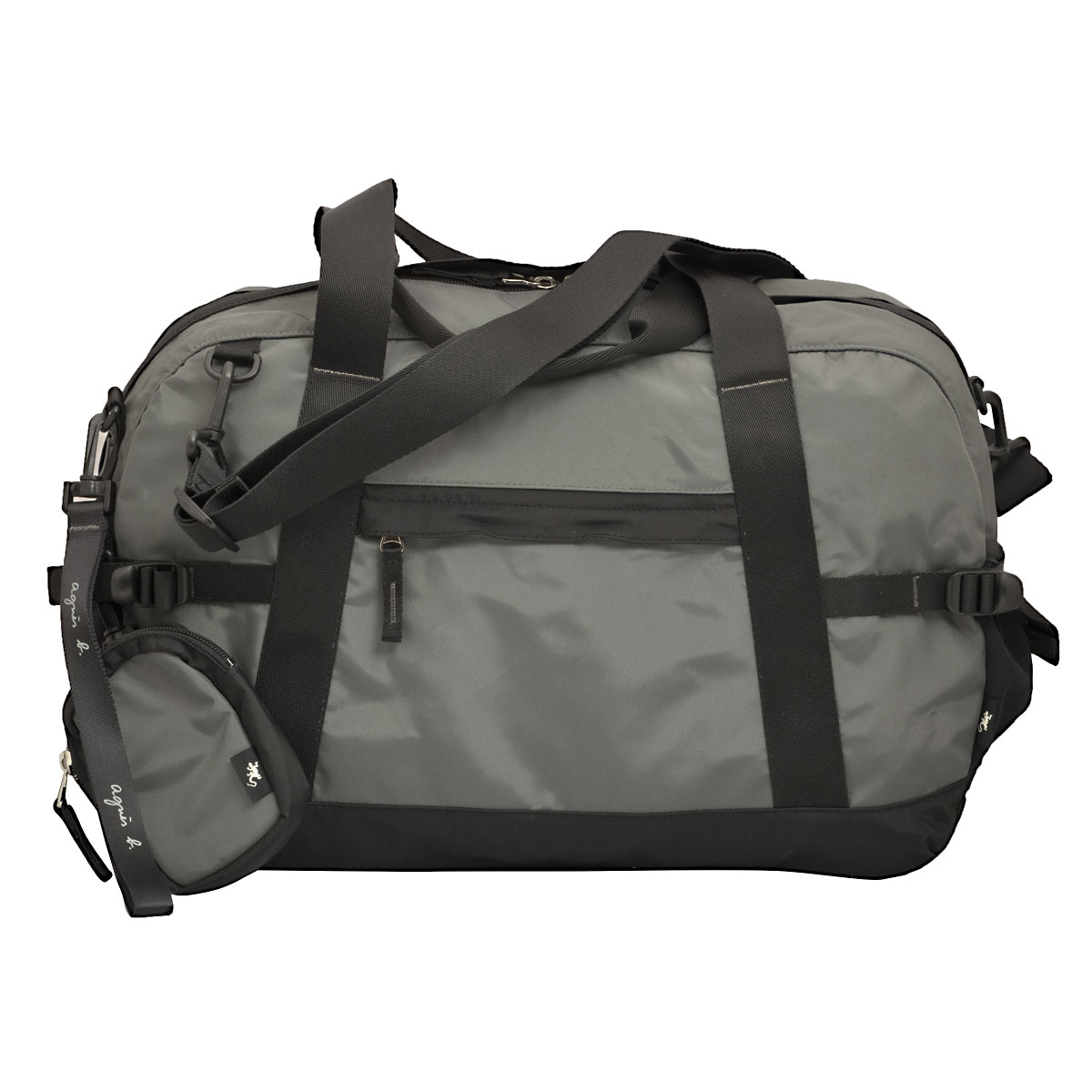 アニエスベー agnes b. アニエスベーボヤージュ agnes b. VOYAGE バッグ 2way ボストンバッグ ショルダーバッグ 斜めがけバッグ 旅行バッグ ポーチ付き UK02 IKK-11 グレー+ブラック|Salada Bowl-おしゃれブランド通販