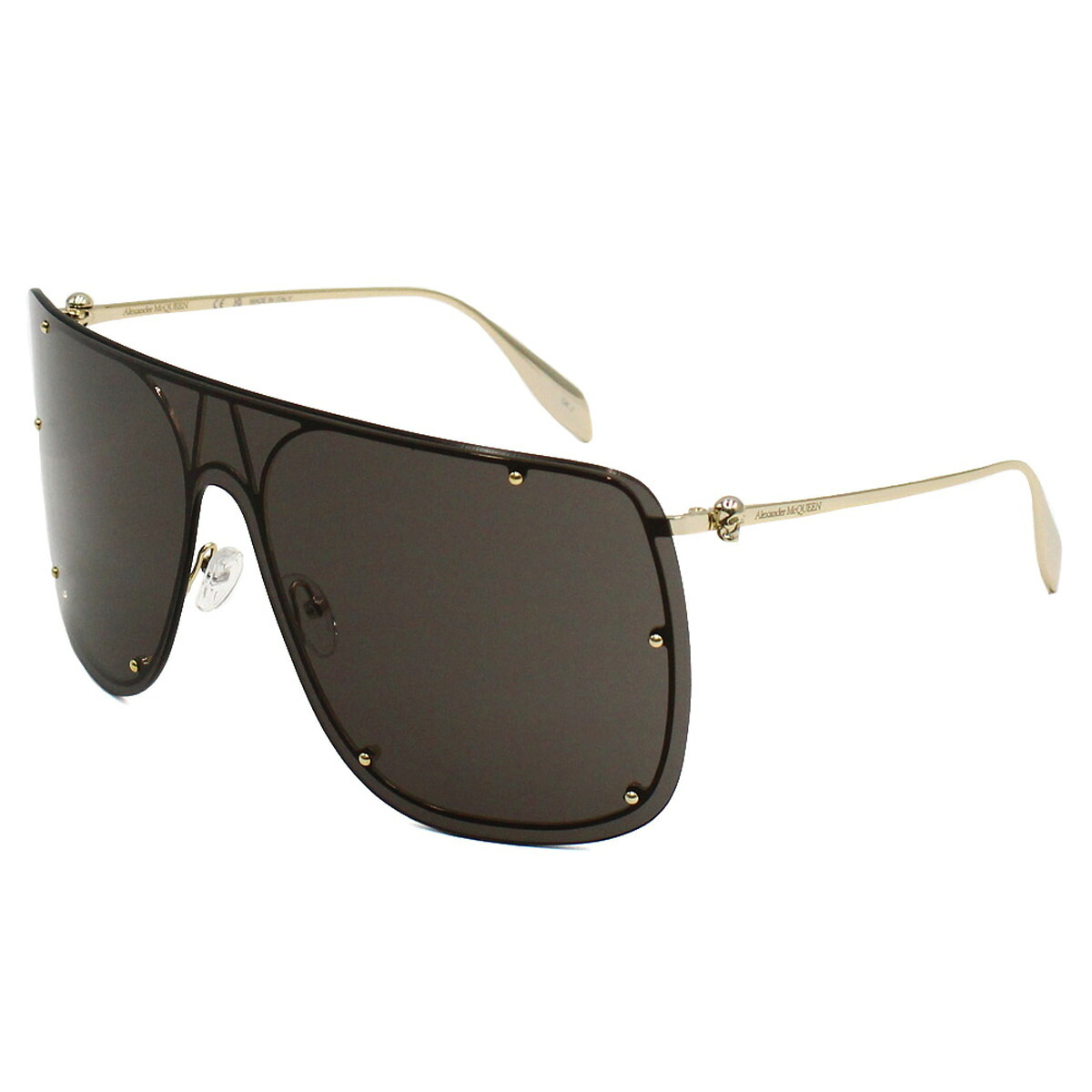 アレキサンダーマックイーン Alexander McQueen アレキサンダー マックイーン サングラス AM0313S-001 アイウェア ティアドロップ型 メンズ レディース ユニセックス ゴールド+グレー 国内正規品｜Salada Bowl-おしゃれブランド通販