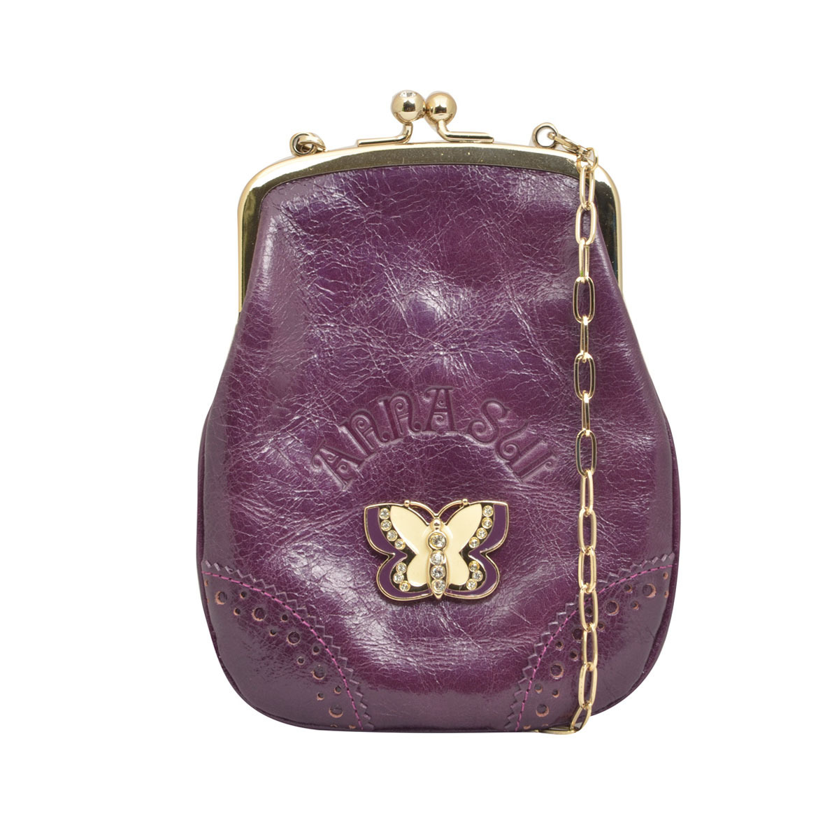 【※アウトネットボール※】アナスイ ANNA SUI チェーン店付き添い人 金入れ ミニ合切袋 ポシェット 御釣り入れ 307037 96 パープル系