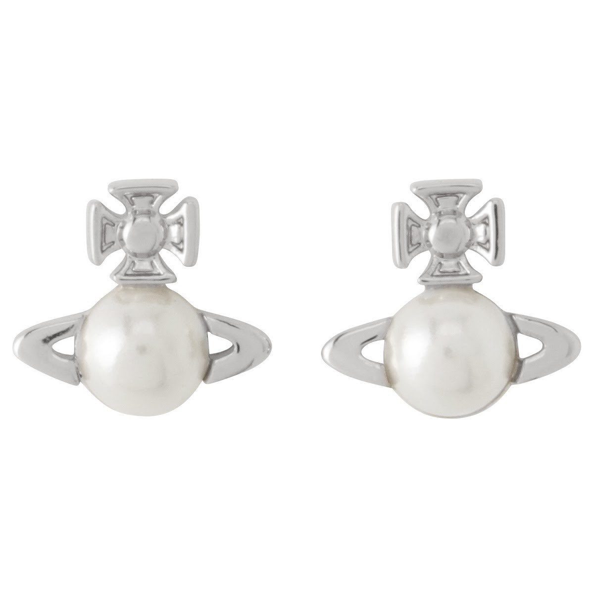 ヴィヴィアン ウエストウッド Vivienne Westwood ピアス アクセサリー 62010268 02P118 apvv00443l バルビーナ BALBINA EARRINGS オーブ スタッドピアス シルバー+ホワイト系｜Salada Bowl-おしゃれブランド通販