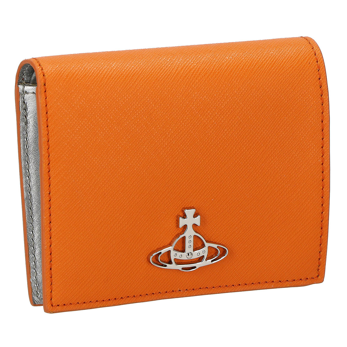 ヴィヴィアンウエストウッド Vivienne Westwood 紙入れ 二つ折り紙入れ 折りたたみ紙入れ 御釣り入れ付き添い人 51010024 F401 SAFFIANO サフィアーノ レディース オレンジ色系