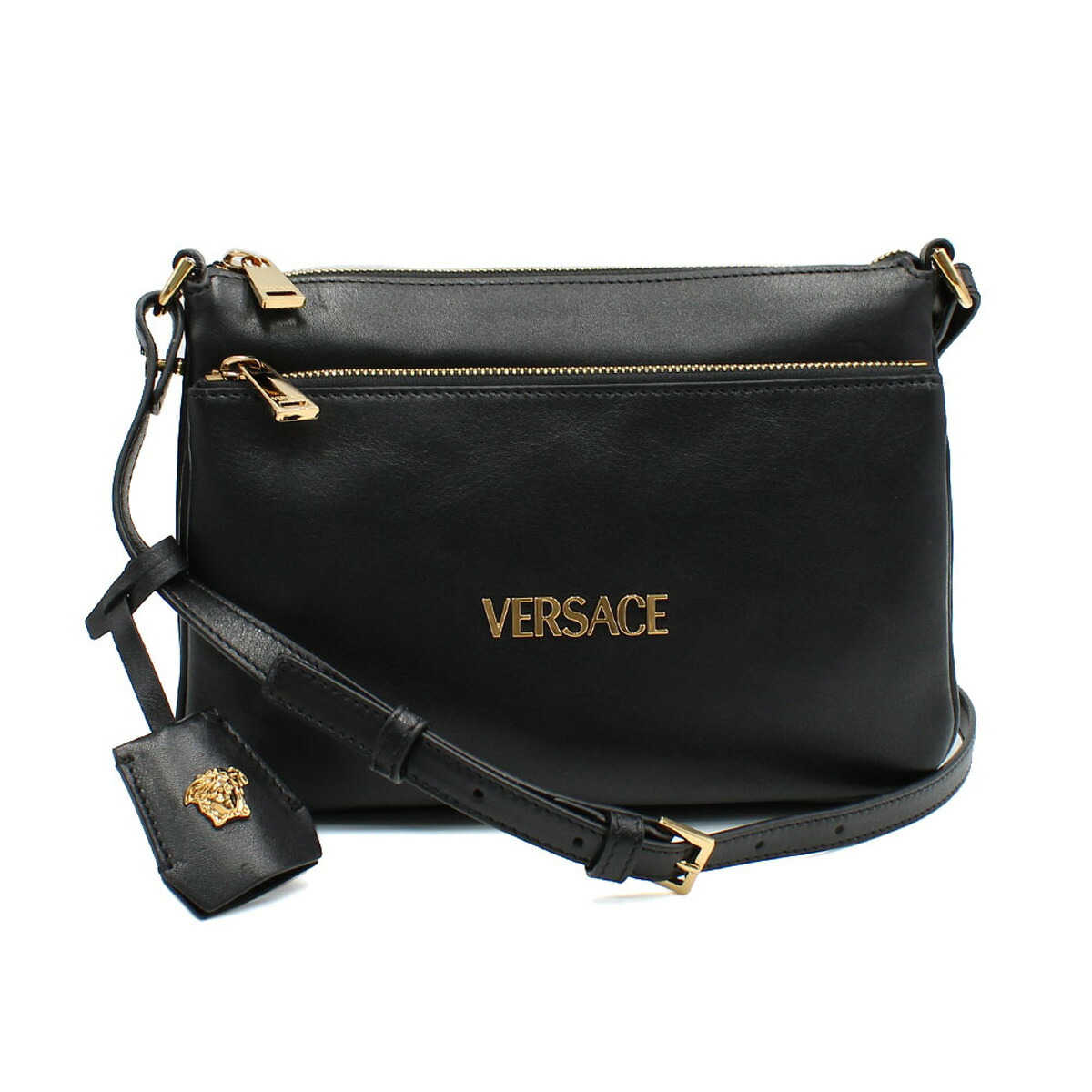 ヴェルサーチ グレカ ショルダーバッグ ブラック VERSACE ヴェルサーチ バッグ メンズ レディース 斜め掛け