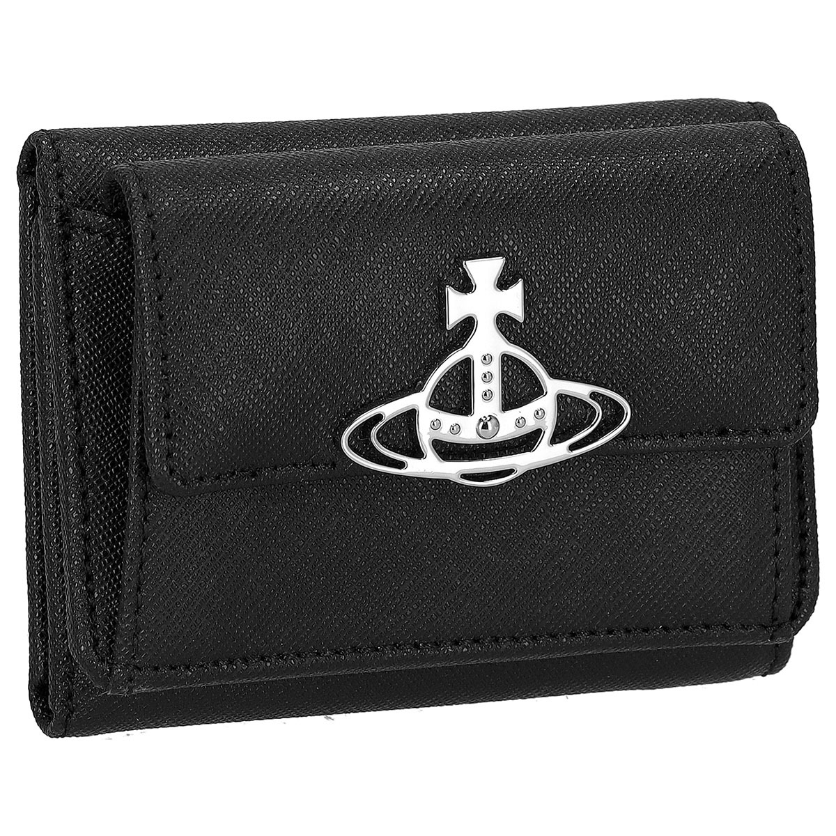 ヴィヴィアンウエストウッド Vivienne Westwood 紙入れ 三つ折り紙入れ 折りたたみ紙入れ 御釣り入れ付き添い人 5115002UW-SAFFIANO/BLACK/N401 サフィアーノ なめし革 ミニ紙入れ レディース 黒いこと
