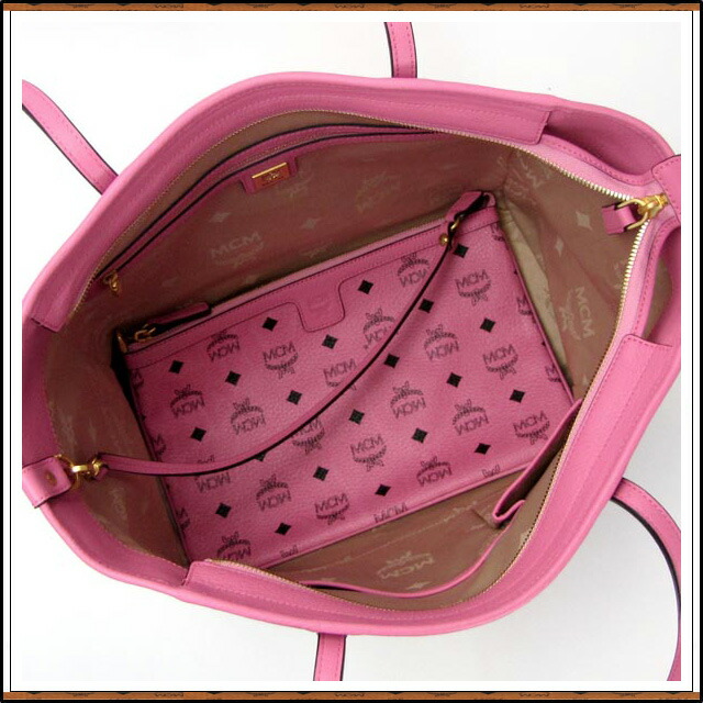 hot pink mcm tote bag
