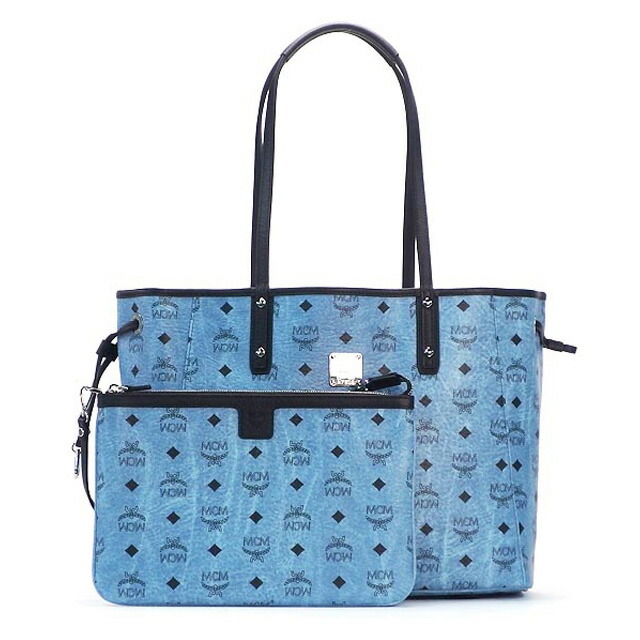 Salada Bowl Mcm Elegante Tote Shoulder Bag Genuine Korea Mcm Elegante Tote Shoulder Bag Genuine Korea Real Women Brand Commuter School New Porch With Reversible Chopper Medium Denim Blue White