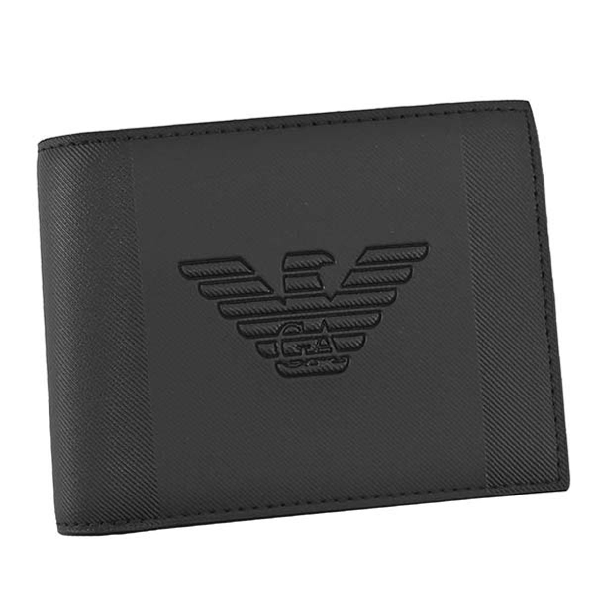 Emporio Black アルマーニ Armani 財布 エンポリオ Yfe6j Purce 二つ折り財布 Armani Y4r165 Bifold 小銭入れ付き 折りたたみ財布 イーグルロゴ Wallet With Coin Purce Black ブラック Salada Bowl おしゃれブランド通販マキシロゴ イーグルモチーフ メンズ 二