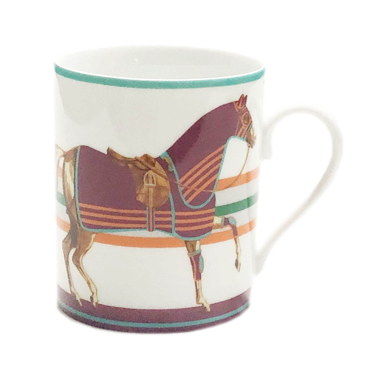 エルメス 食器 マグ Hermes p Cheval A La Couverture シュバル ラ クーベルチュール 馬着 マグカップ 単品 レッド系 ライトブルー オレンジ ホワイト系マルチカラー ブランド食器 カップ マグ ギフト ハイセンス プレゼント クリスマスプレゼント 女性 誕生日 男性