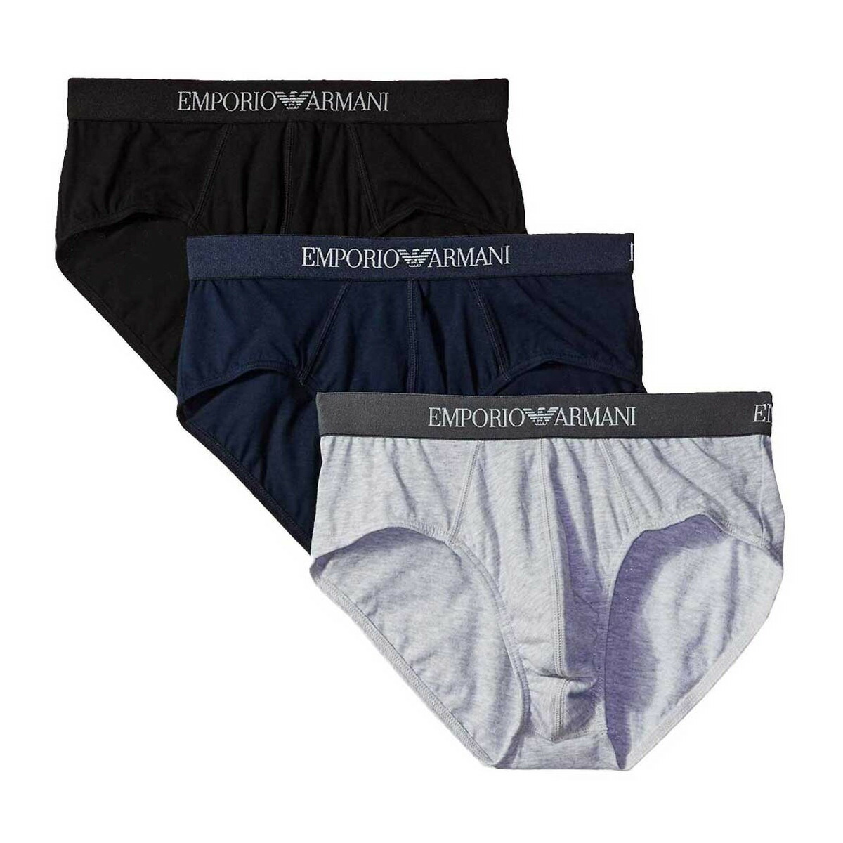 エンポリオアルマーニ EMPORIO ARMANI 下着類 下着類 ブリーフ ビキニ 3枚書き割り お買い得 容器に並べる 110824 メンズ 薄墨色+黒いこと+米国海軍 綿 綿織物