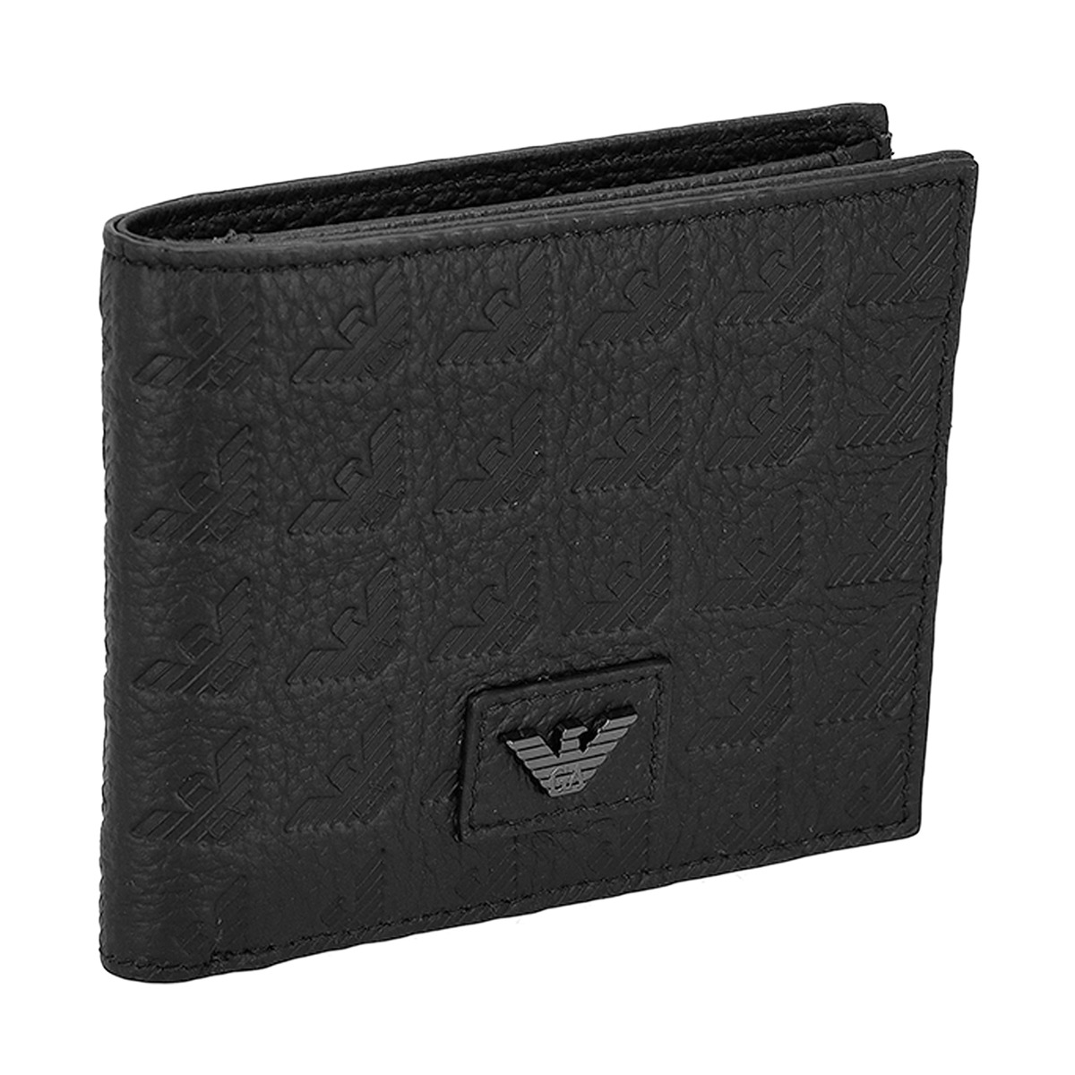 エンポリオアルマーニ EMPORIO ARMANI 紙入れ 二つ折り紙入れ 折りたたみ紙入れ 御釣り入れ付き添い人 EM001741 AF14774 UC001 メンズ 黒いこと 本革 なめし革