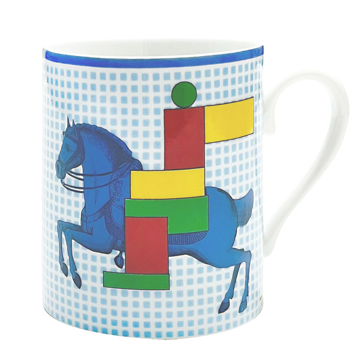 エルメス 食器 マグカップ HERMES 059131P No.1 コップ 300ml CAVALIER EN FORMES カヴァリエ アン 形姿 マグカップ 単品 青色系マルチ色合い