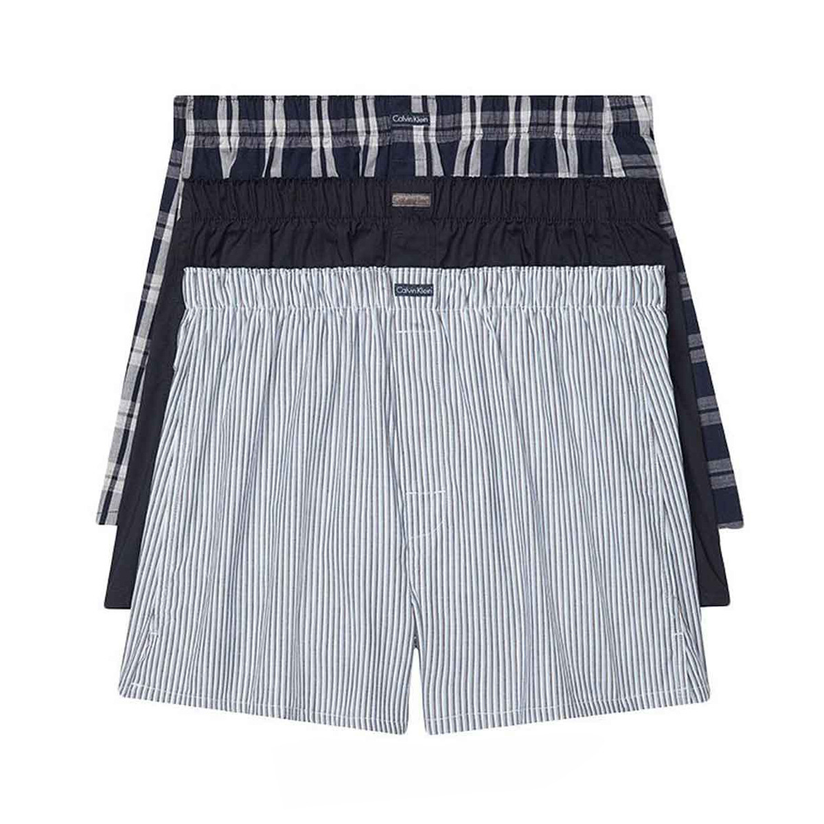 カルバンクライン Calvin Klein(CK) 下着 トランクス ボクサー 3枚セット お買い得 パック 前開き NB4006 460 メンズ ブルー+ブラック+グレー