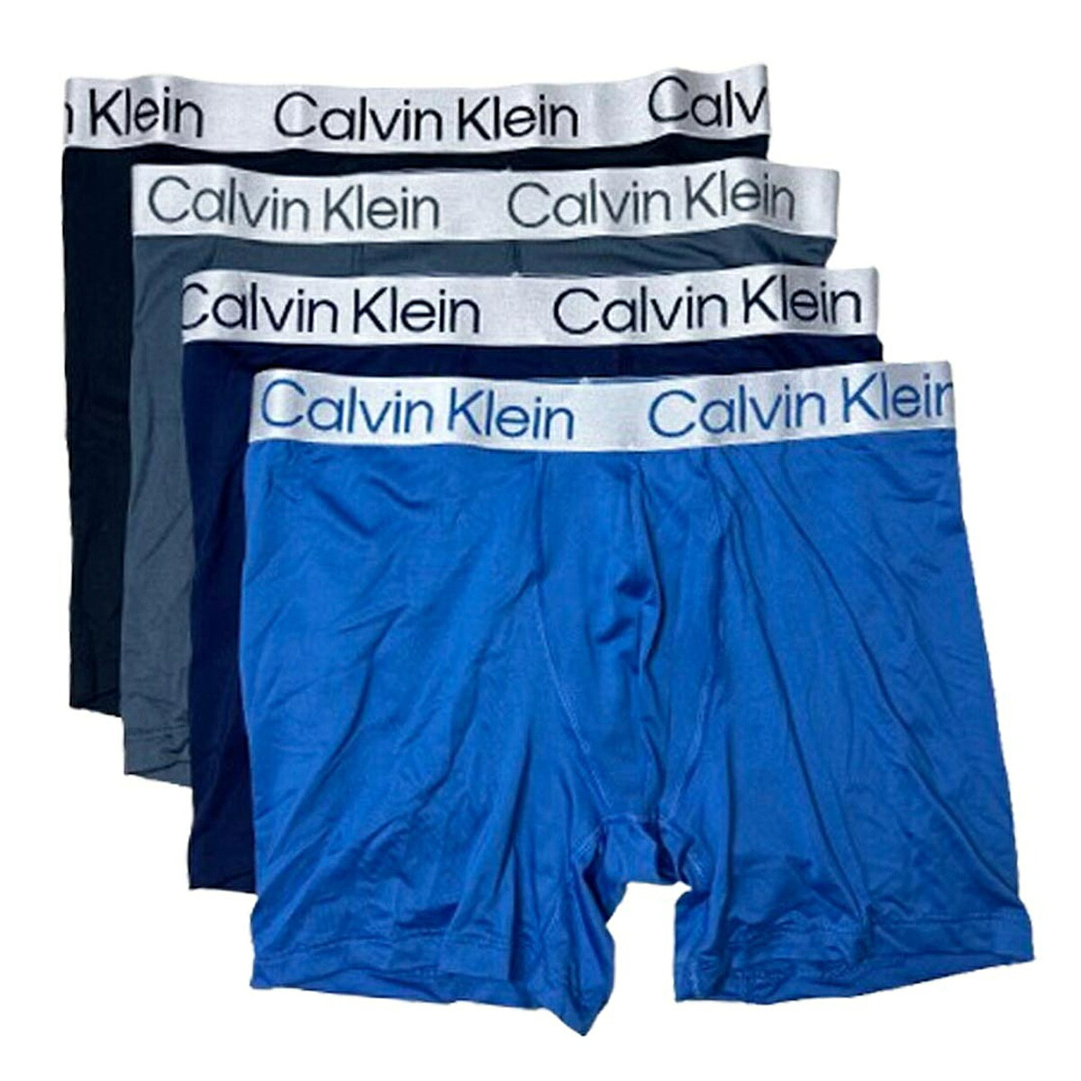 カルバンクライン Calvin Klein(CK) ボクサーパンツ ボクサーブリーフ 前閉じ ロゴ ストレッチ 4枚組 セット 下着 インナー NP2855O 402 メンズ ブラック+ブルー+ネイビー+グレー