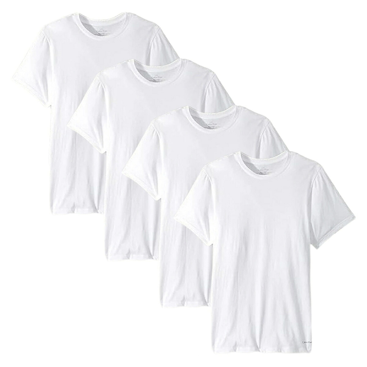 カルバンクライン Calvin Klein(CK) Tシャツ クルーネック 半袖 クラシックフィット インナー コットン 4枚組 セット パック ロゴ 肌着 NU1332O 100 メンズ ホワイト