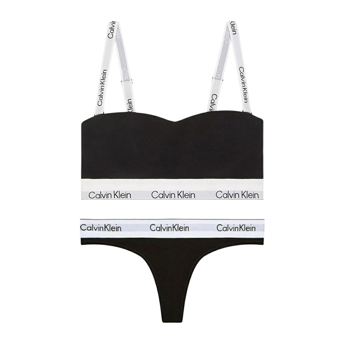カルバンクライン Calvin Klein(CK) ブラジャー\u0026さる股引き 書き割り Tうしろ側 ロゴタイプ 無地 ノン針金 アンダー御召しもの 下着類 下着類 QF8497+QF8518 004 レディース 黒いこと