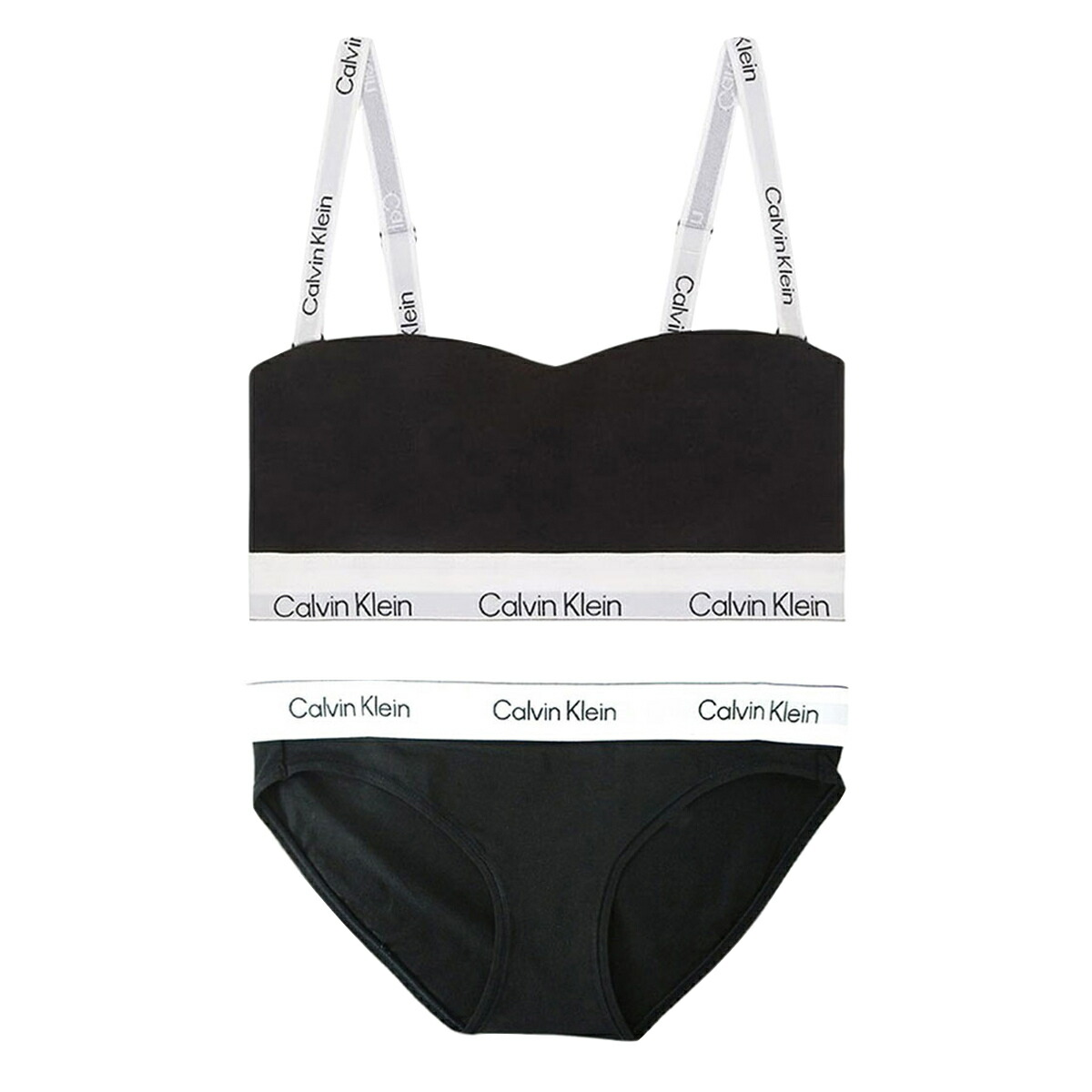 カルバンクライン Calvin Klein(CK) ブラジャー\u0026さる股引き 書き割り ロゴタイプ 無地 ノン針金 アンダー御召しもの 下着類 下着類 QF8497+QF8520 004 レディース 黒いこと