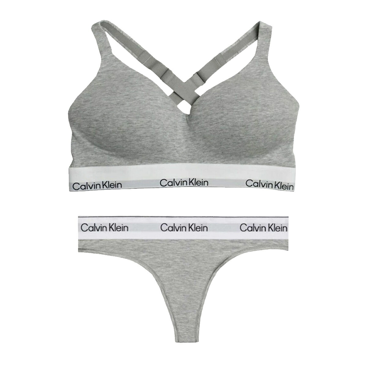 カルバンクライン Calvin Klein(CK) ブラジャー\u0026さる股引き Tうしろ側 書き割り ロゴタイプ 無地 ノン針金 アンダー御召しもの 下着類 下着類 QF8500+QF8518 050 レディース 薄墨色