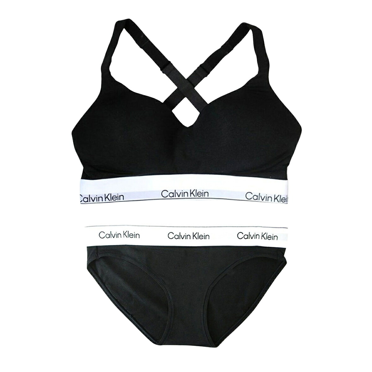 カルバンクライン Calvin Klein(CK) ブラジャー\u0026さる股引き 書き割り ロゴタイプ 無地 ノン針金 アンダー御召しもの 下着類 下着類 QF8500+QF8520 004 レディース 黒いこと
