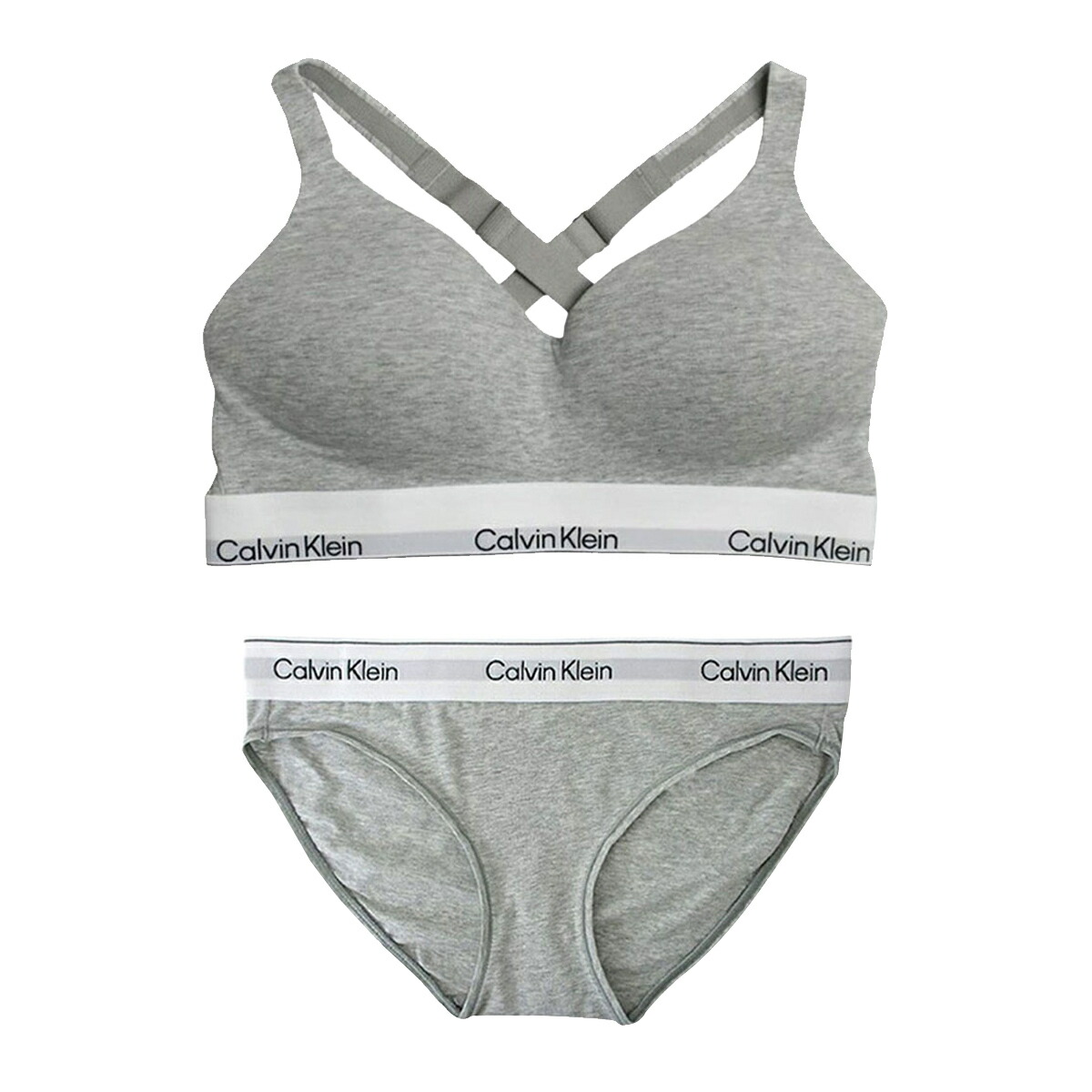 カルバンクライン Calvin Klein(CK) ブラジャー\u0026さる股引き 書き割り ロゴタイプ 無地 ノン針金 アンダー御召しもの 下着類 下着類 QF8500+QF8520 050 レディース 薄墨色