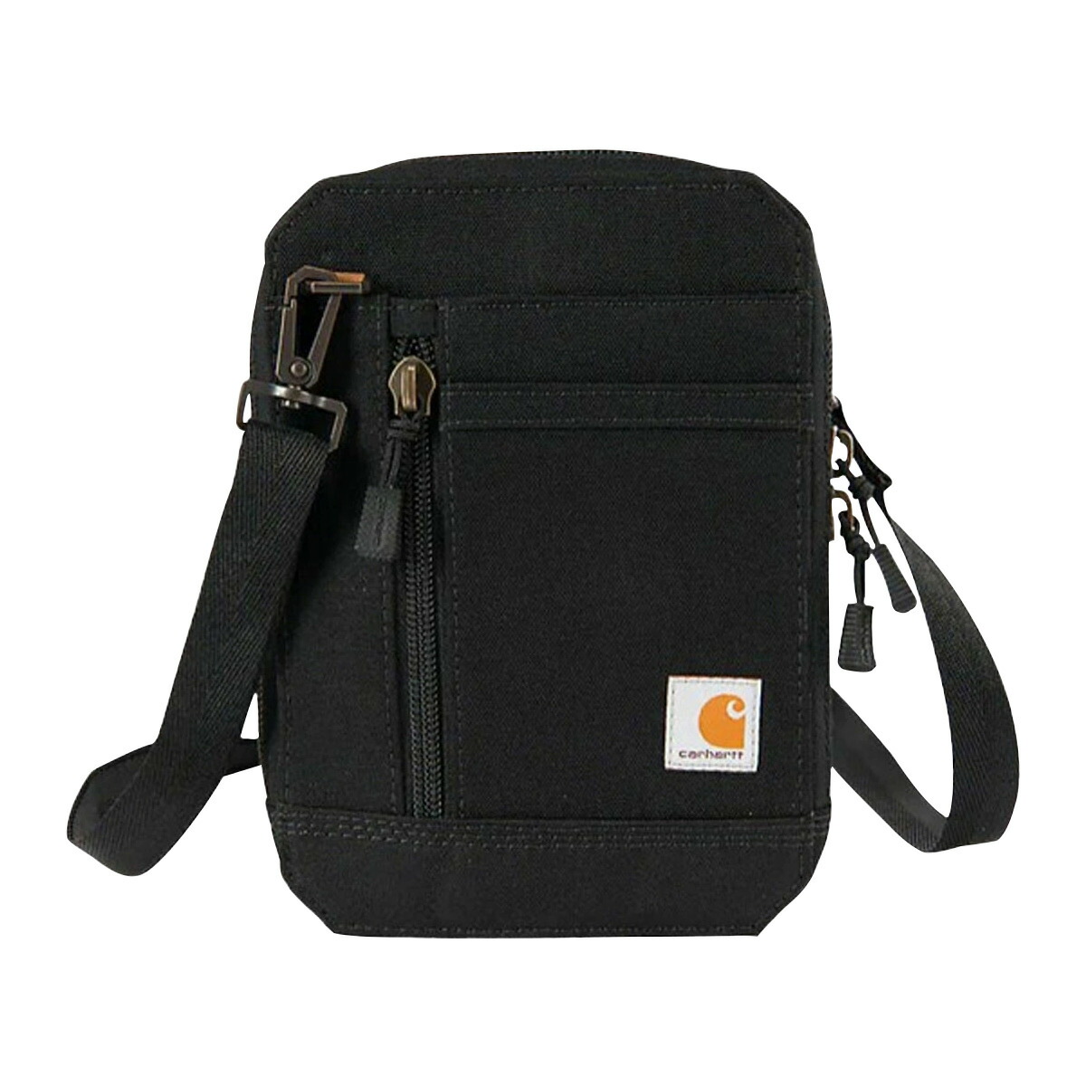 鉄道車両ハート形 CARHARTT 御徒面子 上半身御徒面子 ショルダーバッグ 紙入れ 曲がった掛け 差し交わす上半身 ウォレット 耐久性 撥水 アウトドア 御祭り スマホ 小入れもの B0000396 BLK Nylon Duck Crossbody Wallet メンズ 黒いこと