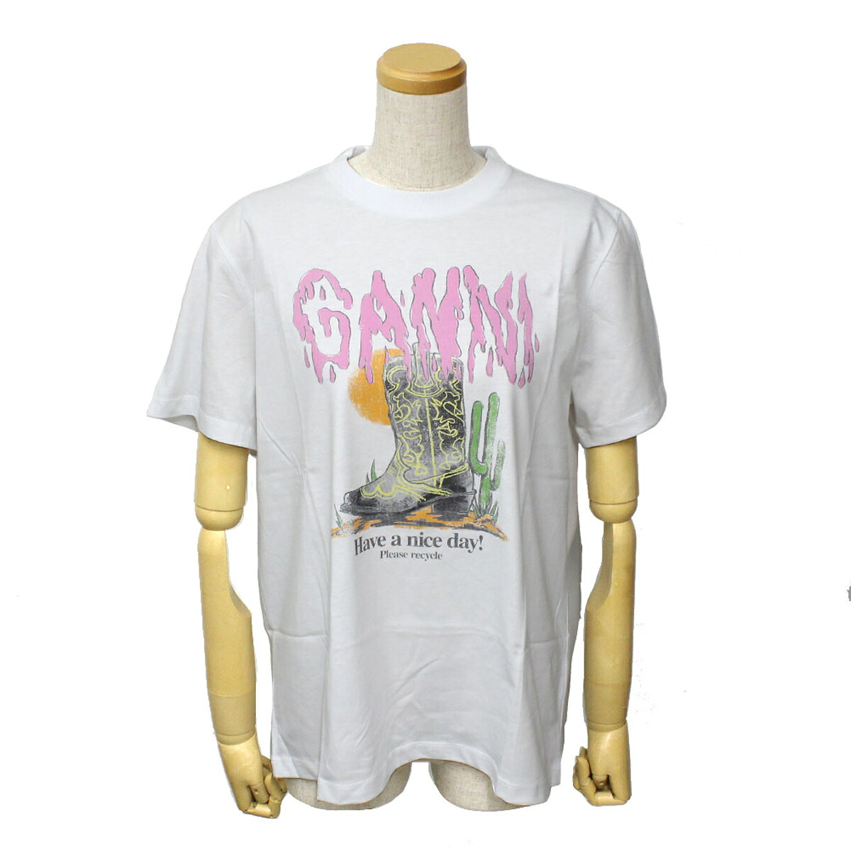 ガニー GANNI トップス Tシャツ カットソー ロゴ ウィメンズ 半袖 トップス A1050075-151 レディース ホワイト 海外正規品|Salada Bowl-おしゃれブランド通販
