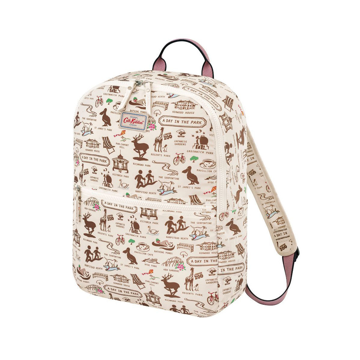 キャスキッドソン Cath Kidston リックサック Foldaway Backpack Small London Parks フォールドアウェイ 背嚢 スモール 英国の首都 庭園 折りたたみ範式 ルックザック Warm Cream 油薬組織 褐色系マルチ色調 キャスキッドソン カバン レディース