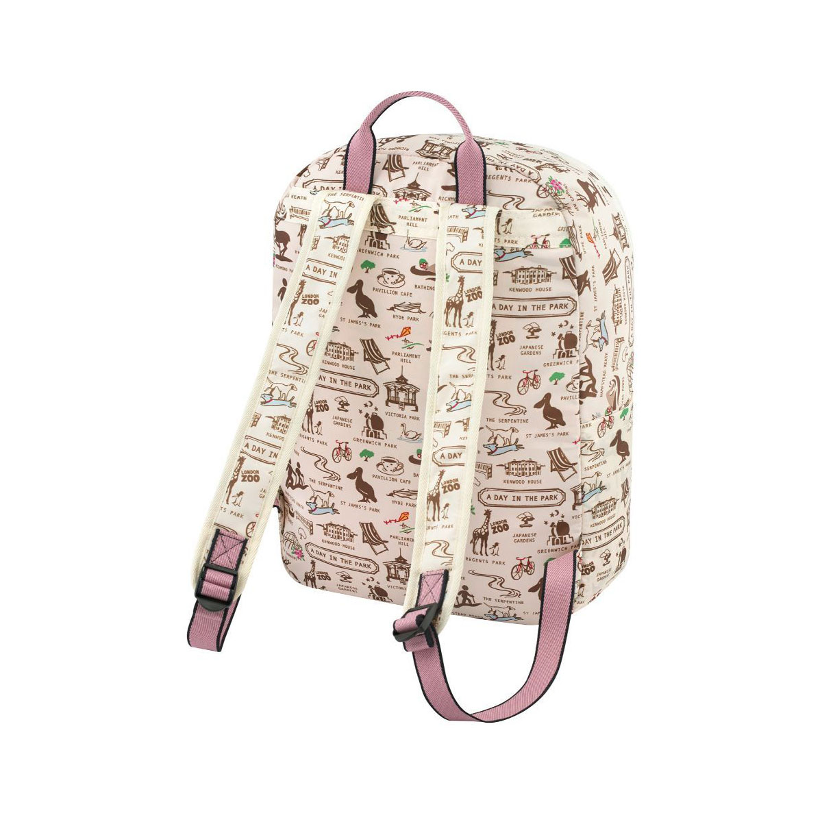 キャスキッドソン Cath Kidston リックサック Foldaway Backpack Small London Parks フォールドアウェイ 背嚢 スモール 英国の首都 庭園 折りたたみ範式 ルックザック Warm Cream 油薬組織 褐色系マルチ色調 キャスキッドソン カバン レディース