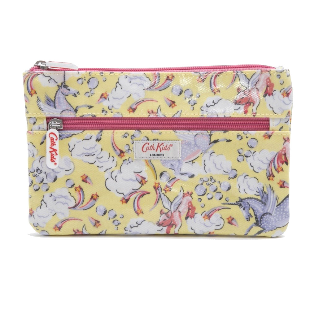 1500円 いつでも送料無料 キャスキッドソン Cath Kidston ペンケース 1041064 106264018345102 KIDS  DOUBLE ZIP PENCIL CASE キッズ ダブル ジップ ペンシル ケース 筆箱 YELLOW UNICORN ライトイエロー系 ピンク  ユニコーン柄マルチ