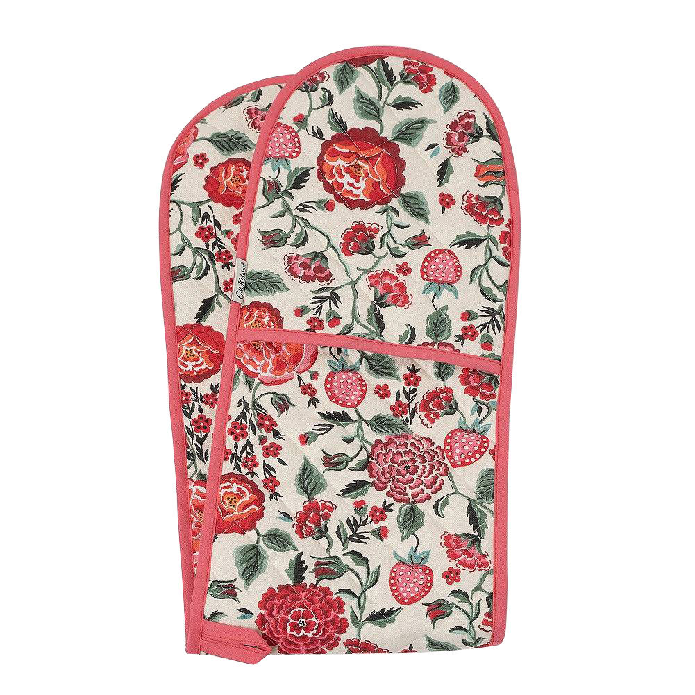 公式の キャスキッドソン Cath Kidston オーブンミット Double Oven Glove ダブル オーブン グローブ Cream Pink Strawberry Garden ピンク系 いちご 花柄