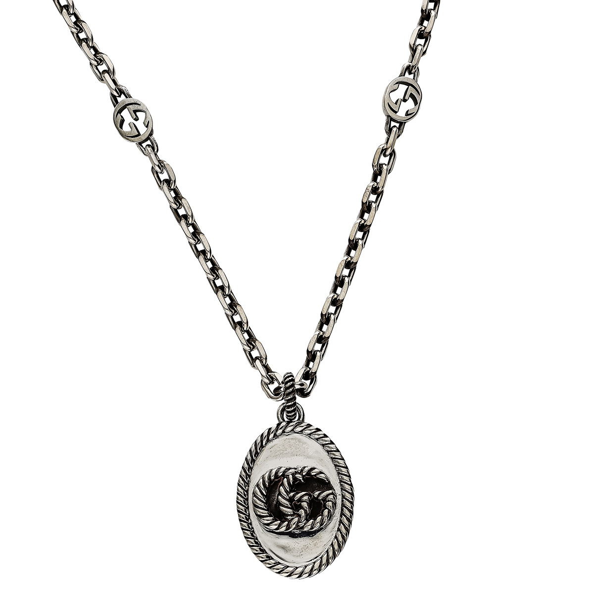 美品✨グッチ ネックレス アクセサリー インターロッキング ダブルG シルバー グッチ ネックレス アクセサリー レディース インターロッキング