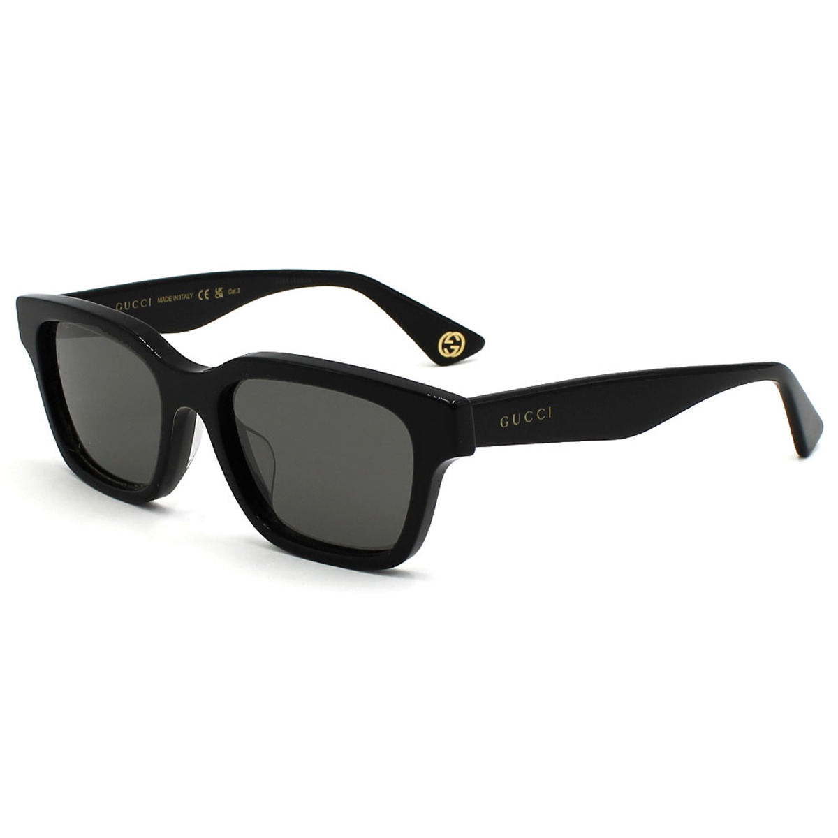 グッチ GUCCI サングラス アジアンフィット GG1641SA-001 アイウェア EYEWEAR ウェリントン型 メンズ レディース ユニセックス ブラック+グレー 国内正規品