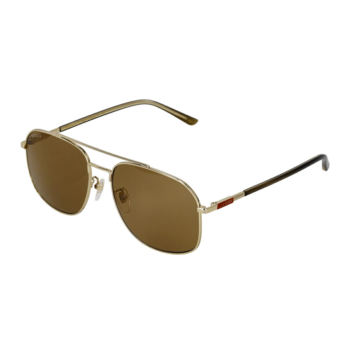 グッチ GUCCI 黒眼鏡 アイウェア UV取りすてる ティアドロップ GG1351S-005 メンズ 赤銅色+ゴールド
