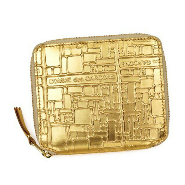 新品★ コムデギャルソン ウォレット ★ レザー 財布 ロゴ GOLD 新品☆ コムデギャルソン ウォレット ☆ レザー 財布 ロゴ GOLD
