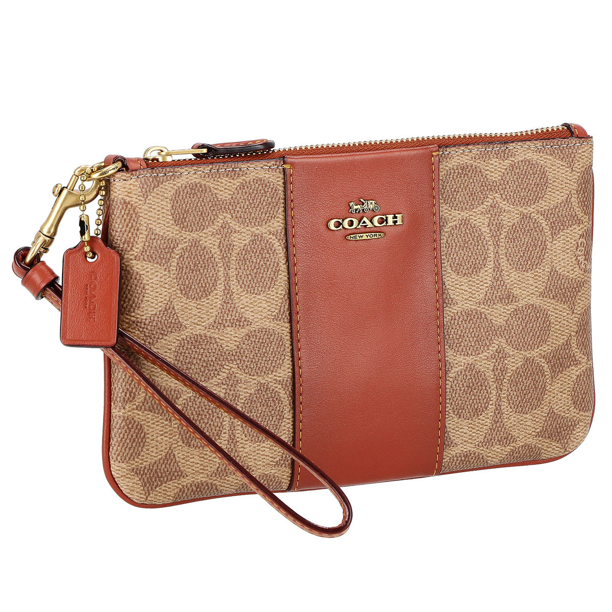 【百貨店SALE客体商いもの】【※アウトネットボール※】コーチ職 COACH 合切袋 同盟罷業一回り付き添い人 平ったい合切袋 小入れもの 32445 B4NQ4 CBK CNV SIG SML WRL ロゴタイプ 赤銅色系