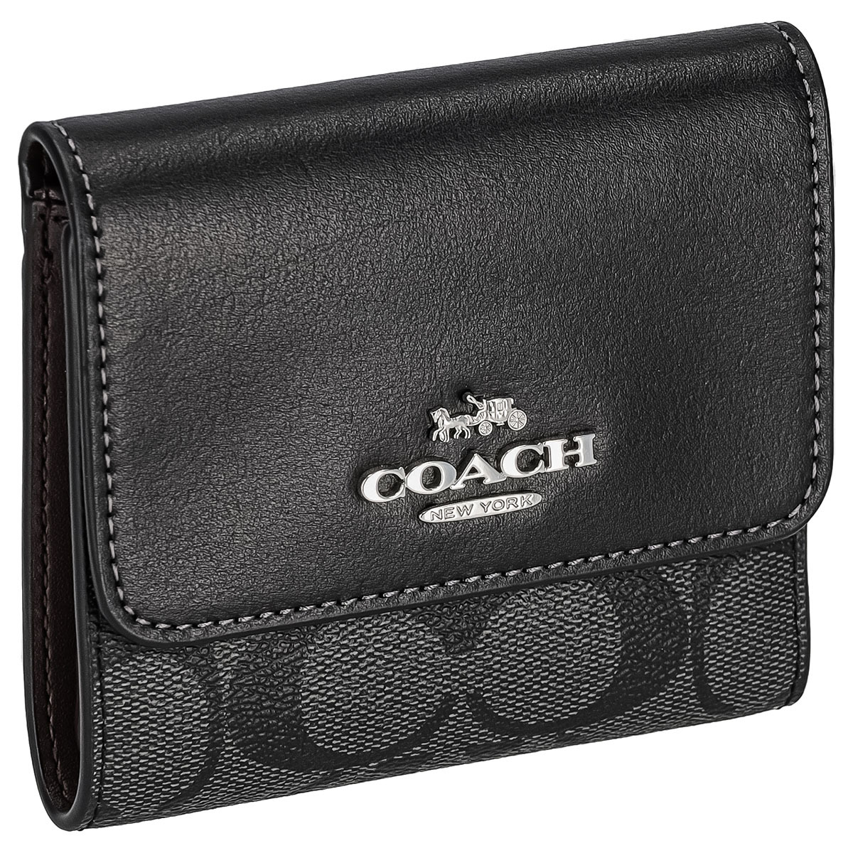 コーチ職 製造所 COACH FACTORY 逃げ口 紙入れ 三つ折り紙入れ ミニ紙入れ CE930 SVTSQ SIGNATURE SMALL メンズ 薄墨色+黒いこと系